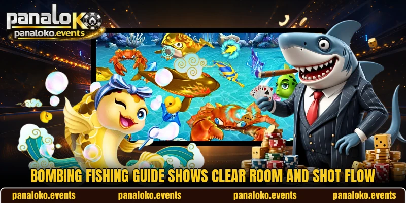 Bombing Fishing guide shows clear room and shot flow