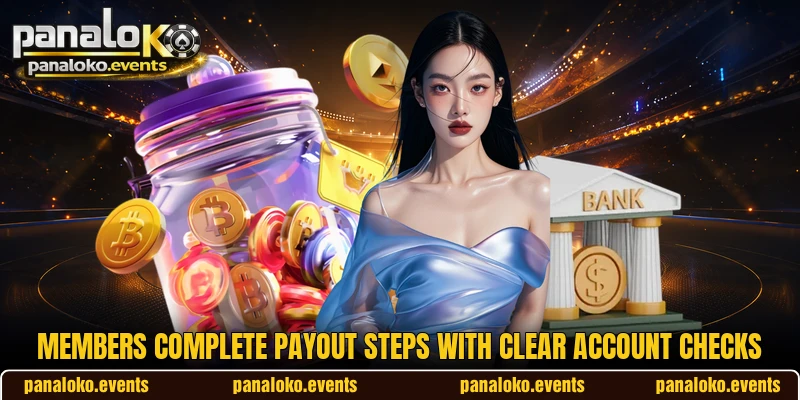 Members complete payout steps with clear account checks