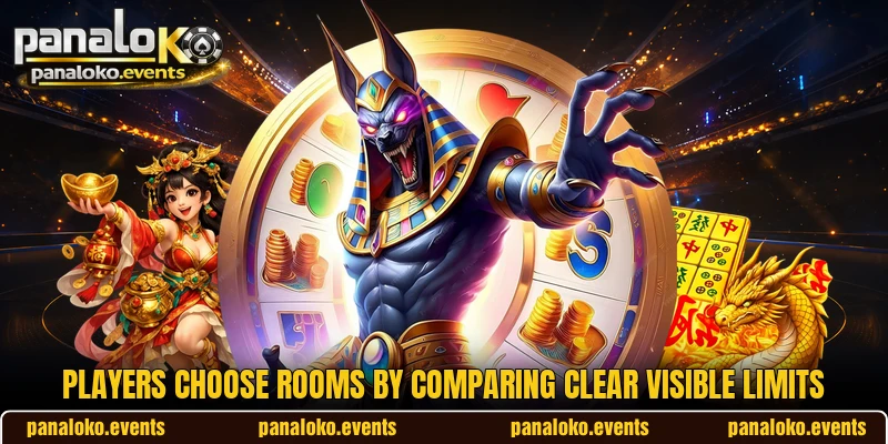 Players choose rooms by comparing clear visible limits