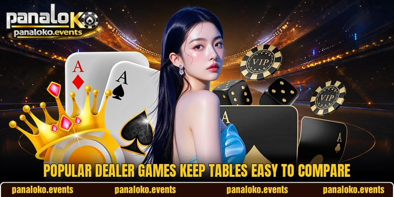 Popular dealer games keep tables easy to compare
