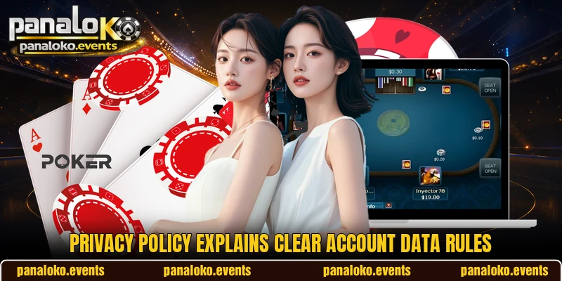 Privacy policy explains clear account data rules