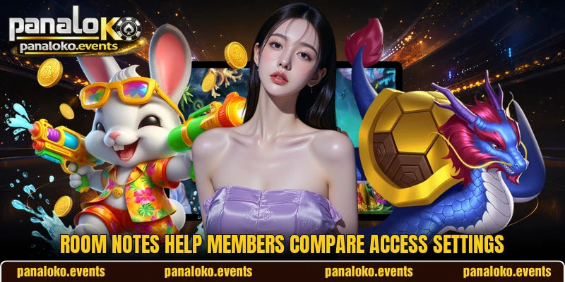 Room notes help members compare access settings